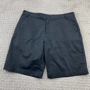 Adidas Golf Shorts Men 38 Black Striped Chino Climate Stretch Polyester Y2K